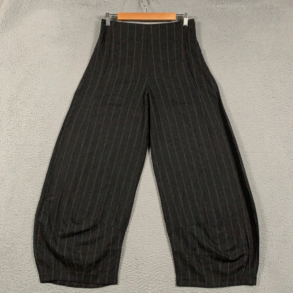Oska Lantern Wide Leg Pants Womens 1 US 6/8 Grey Cropped Wool Blend Pinstripe